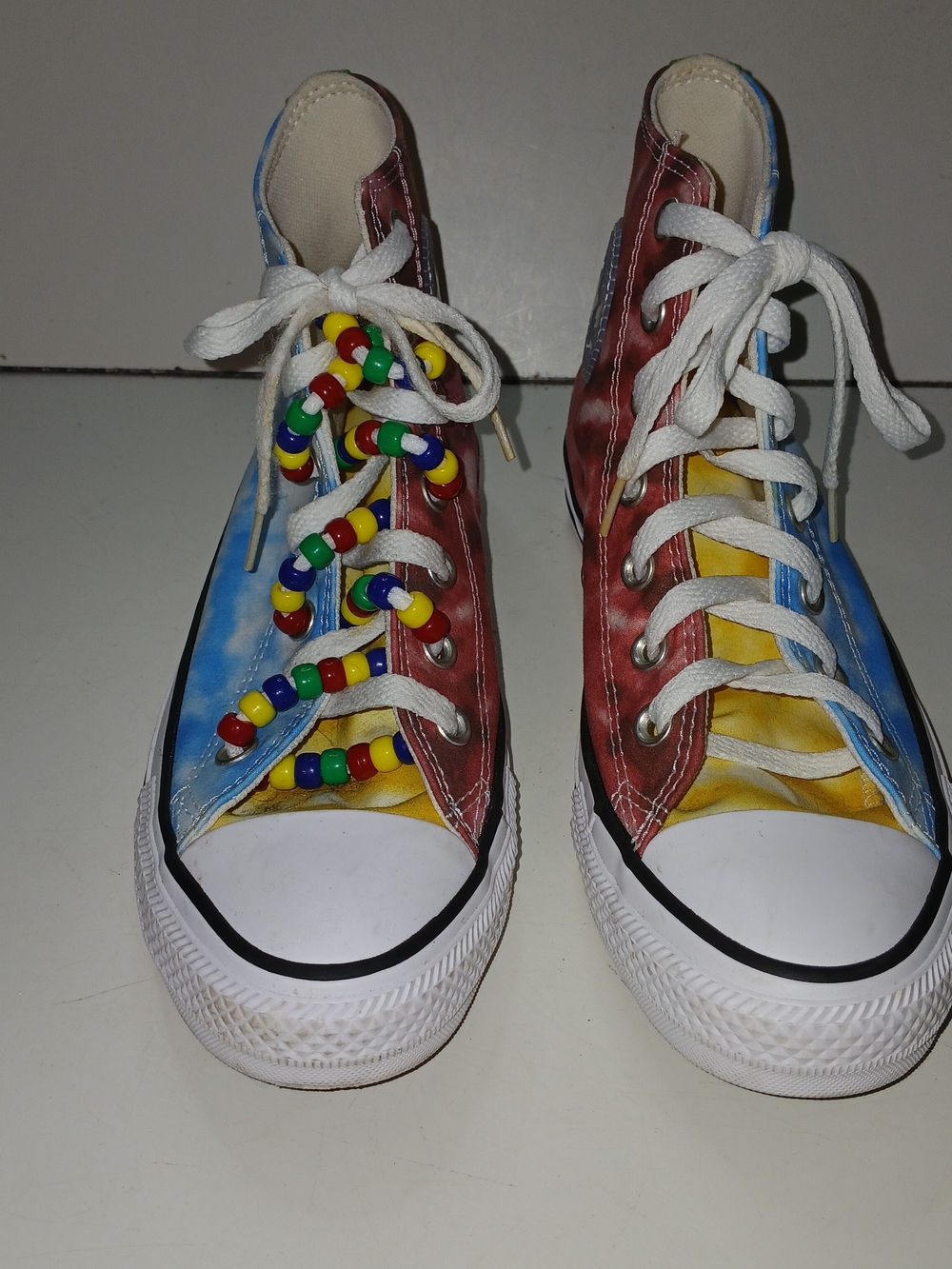 Tye Dyed New Without Tags Converse All Stars, With Beaded Laces.